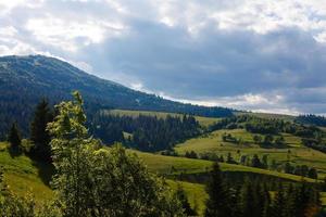 Beautiful sunny day is in mountain landscape. Carpathian, Ukraine. photo