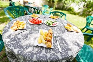 Served table at summer terrace cafe photo