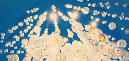 lantern hang on ceiling , Close up of several bulbs seeing their tungsten filaments , electricity light photo