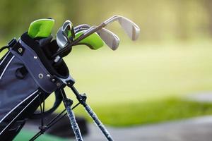 Golf clubs at a golf resort. set of golf clubs photo