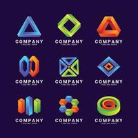 3D Geometric Logo Set vector