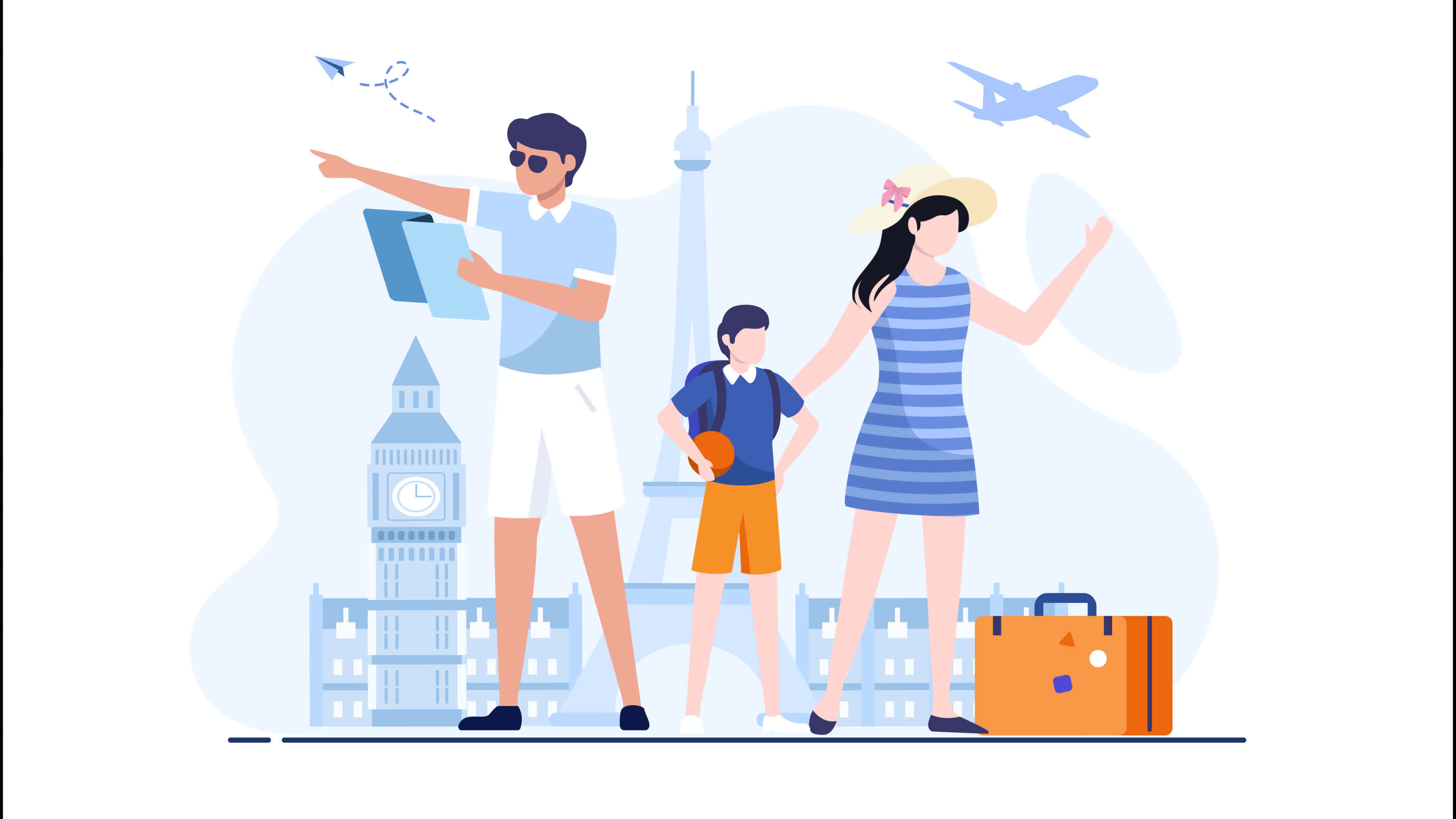Happy family in vacation to Europe. Flat 2d simple animation motion. can be  used for tourism and travel destination promotion 17660315 Stock Video at  Vecteezy