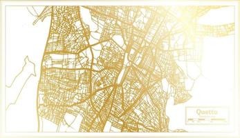mapa de la ciudad de quetta pakistán en estilo retro en color dorado. esquema del mapa. vector
