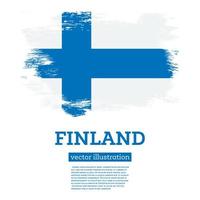 bandera finlandesa con pinceladas. día de la Independencia. vector