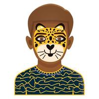 Face Painting Icon with Boy with Leopard Painting. vector