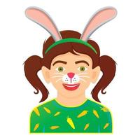 Face Painting Icon with Girl with Rabbit Painting. Isolated on White Background. vector