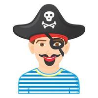 Face Painting Icon with Boy with Pirate Painting. Isolated on White Background. vector
