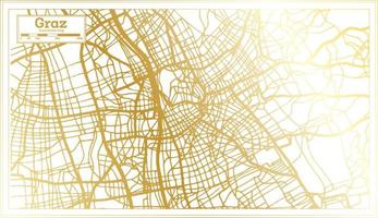 mapa de la ciudad de graz austria en estilo retro en color dorado. esquema del mapa. vector