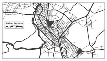 mapa de la ciudad de palma soriano cuba en color blanco y negro en estilo retro. esquema del mapa. vector