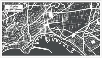 mapa de la ciudad de nápoles italia en color blanco y negro en estilo retro. esquema del mapa. vector