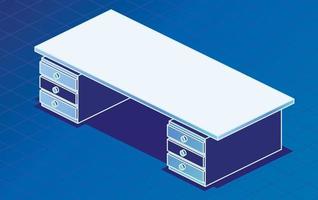 Office Table with Drawers. Empty Desk. Isometric Concept. vector