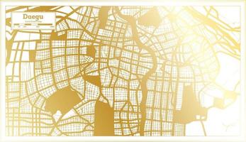 Daegu South Korea City Map in Retro Style in Golden Color. Outline Map. vector