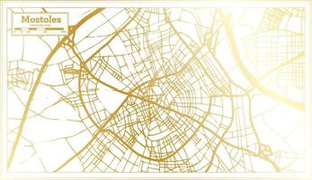 Mostoles Spain City Map in Retro Style in Golden Color. Outline Map. vector