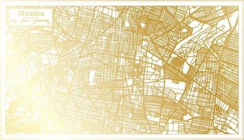 Mexico City Map in Retro Style in Golden Color. Outline Map. vector