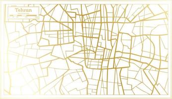 mapa de la ciudad de teherán irán en estilo retro en color dorado. esquema del mapa. vector