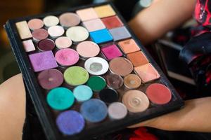 Eye shadows make-up palette close-up photo