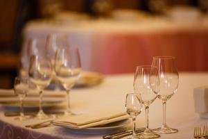 Empty glasses in restaurant photo