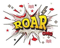 Roar Comic Text in Pop Art Style Isolated on White Background. vector