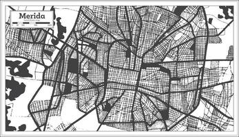 Merida Mexico City Map in Black and White Color in Retro Style. Outline Map. vector