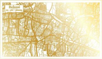 Bekasi Indonesia City Map in Retro Style in Golden Color. Outline Map.