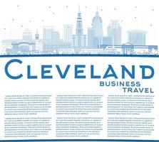 Outline Cleveland Ohio City Skyline with Blue Buildings and Copy Space. vector