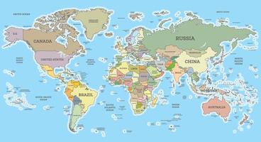 Colorful World Map with Country Names 21653586 Vector Art at Vecteezy