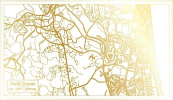 Gold Coast Australia City Map in Retro Style in Golden Color. Outline Map. vector