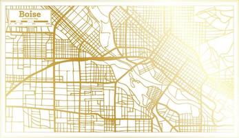 mapa de la ciudad de boise usa en estilo retro en color dorado. esquema del mapa. vector