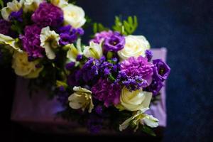 Purple and pink rose bridal bouquet photo