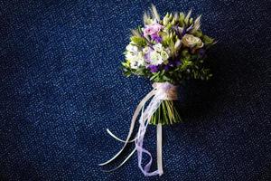 Purple and pink rose bridal bouquet photo