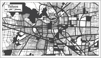 mapa de la ciudad de toluca mexico en color blanco y negro en estilo retro. esquema del mapa. vector