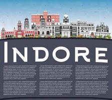 horizonte de la ciudad de indore india con edificios grises, cielo azul y espacio para copiar. vector