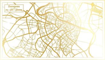 mapa de la ciudad de zaragoza españa en estilo retro en color dorado. esquema del mapa. vector