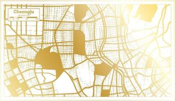 mapa de la ciudad de cheongju corea del sur en estilo retro en color dorado. esquema del mapa. vector