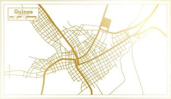 Guines Cuba City Map in Retro Style in Golden Color. Outline Map. vector