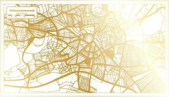 mapa de la ciudad de kahramanmarash turquía en estilo retro en color dorado. esquema del mapa. vector