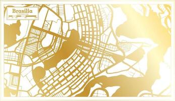 Brasilia Brazil City Map in Retro Style in Golden Color. Outline Map. vector