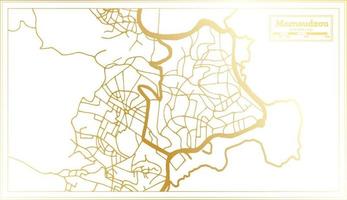 mapa de la ciudad de mamoudzou mayotte en estilo retro en color dorado. esquema del mapa. vector