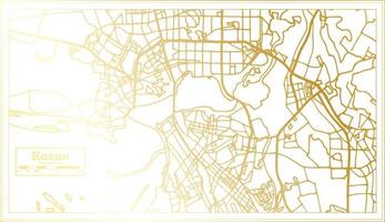 mapa de la ciudad de kazán rusia en estilo retro en color dorado. esquema del mapa. vector