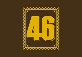 número 46 en marco de rectángulo retro vector