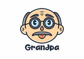 Grandpa with bald head flat illustration vector