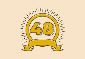 Vintage yellow circle badge with number 48 on it vector