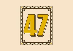 Vintage rectangle frame with number 47 on it vector