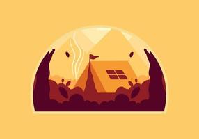 Colorful Flat illustration of outdoor camping vector