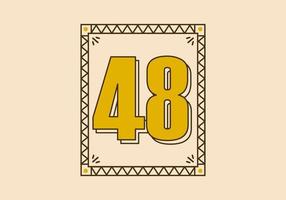 Vintage rectangle frame with number 48 on it vector