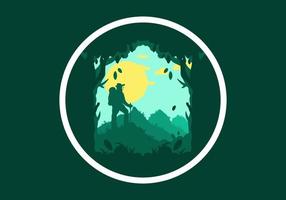 silhouette flat illustration of a mountain climber standing on top of a hill vector