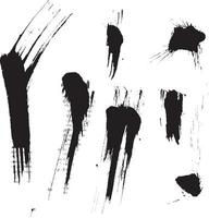 Black isolated ink blots and strokes with messy drops vector