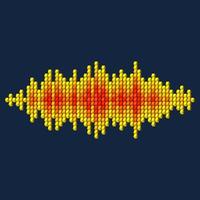 3D yellow sound waveform made of cube pixels vector