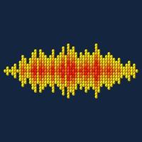 3D yellow sound waveform made of cube pixels vector