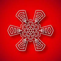 Beautiful snowflake with shadow on red background vector